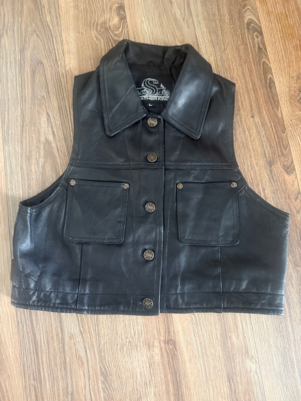 LeatherKing Black Leather Motorcycle Vest